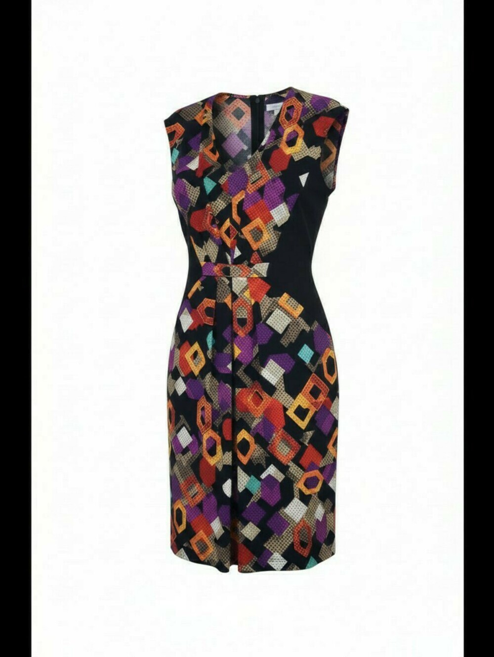London Times Retro Colorful Geometric Panel Dress Size 4